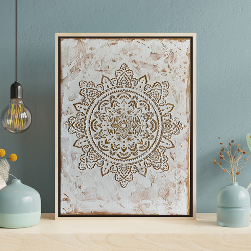 This painting imitates delicate patterns carved into Egyptian Beige marble, a beautiful stone from Egypt's eastern desert. Known for its warm tones, this marble is widely used in public buildings and reflects Egypt's rich heritage. The artwork captures the timeless elegance of this natural stone.

Dimensions: 34 X 44 CM